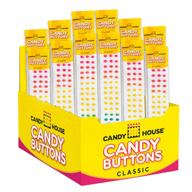 Candy House Candy Buttons original rainbow strips, vibrant dots for nostalgic snacking.