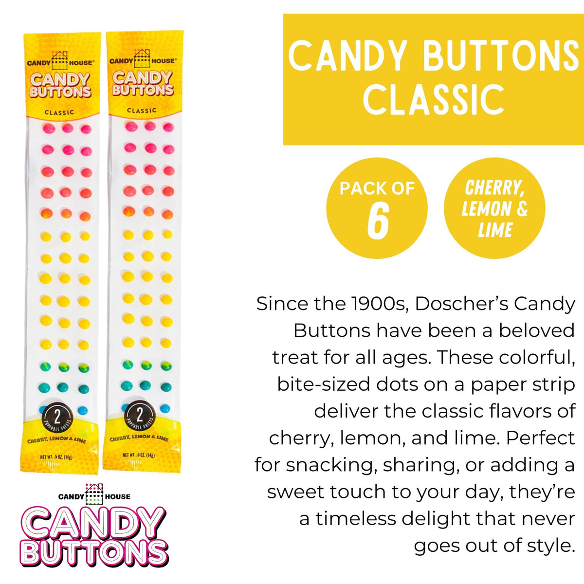 Candy House Candy Buttons rainbow strip highlighting colorful dots for party decor