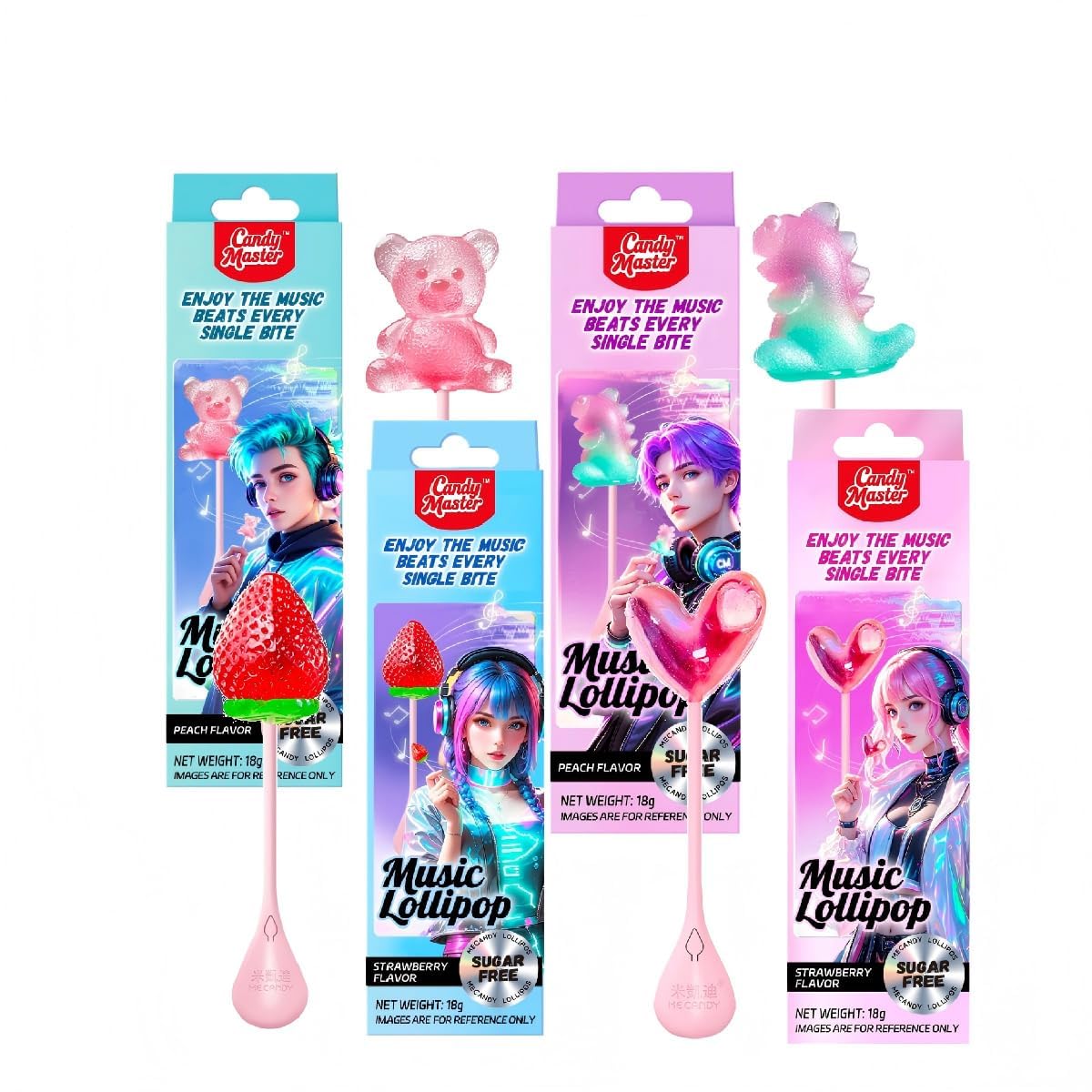 Candy Master 4D lollipop bear with vibrant design and playful sounds.