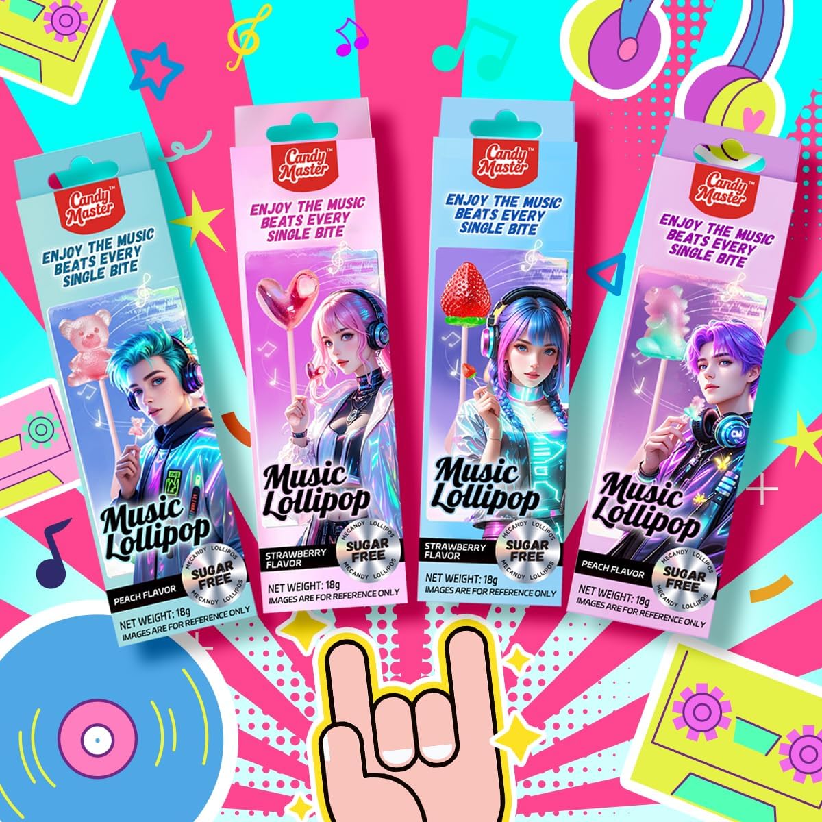 Candy Master 4D lollipop love-heart shape combines cute design with tunes.