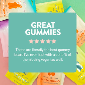 Banana pineapple strawberry flavors represented in bright gummies for tropical taste.