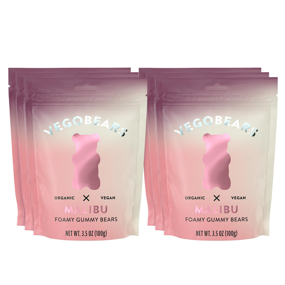 Candy People VegoBears Malibu vegan gummy bears packaging showcasing clean organic ingredients