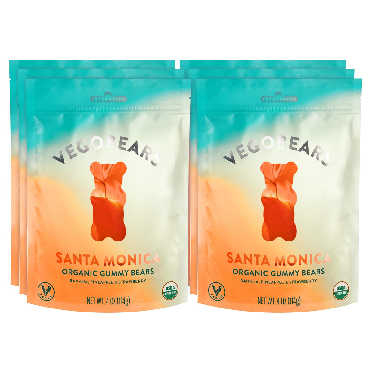 Candy People Vegobears Santa Monica pack front, vibrant vegan gummies for on-the-go snacking