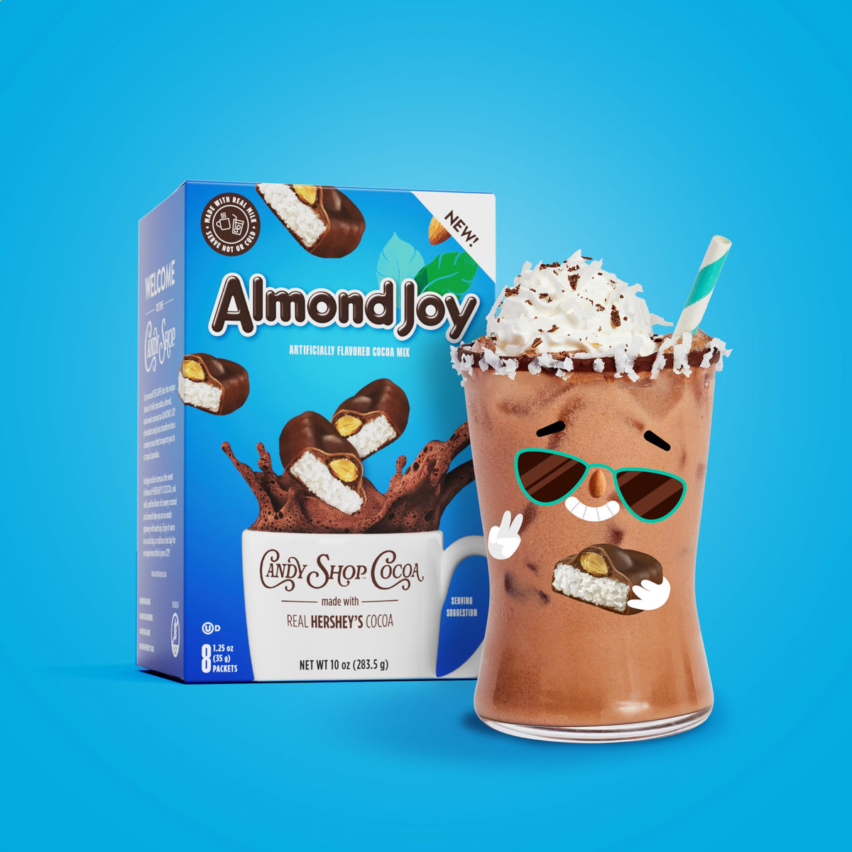 Candy Shop Cocoa hot cocoa mug with steam for cozy moments.