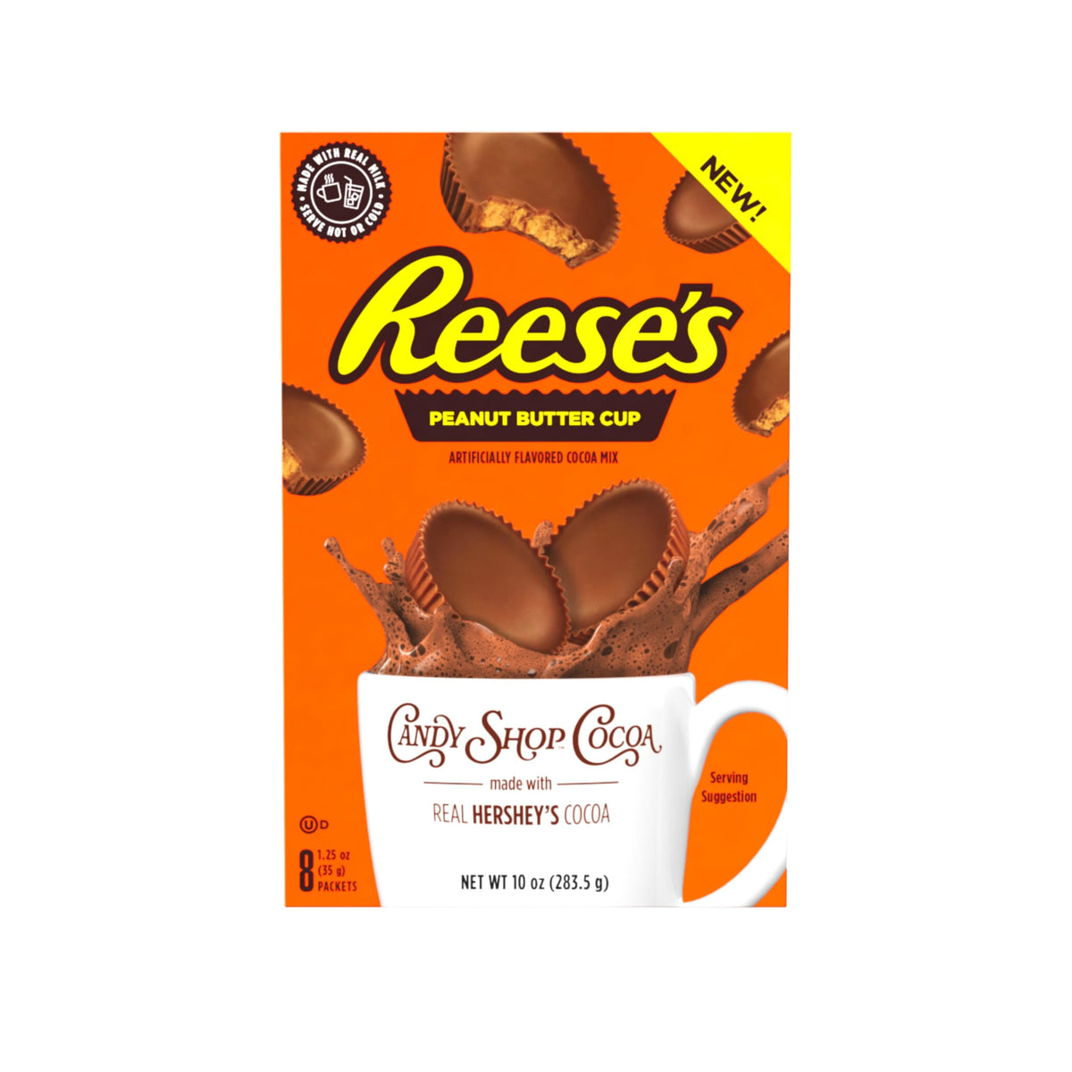 Candy Shop Cocoa Mix dissolving into a creamy cup with milk.