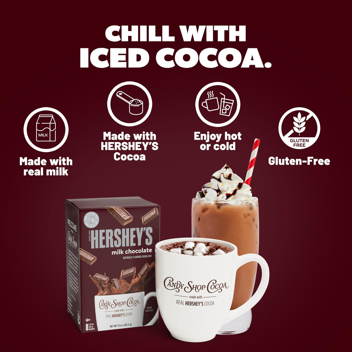 Candy Shop Cocoa real milk dissolving in hot water for smooth sip.