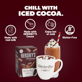 Candy Shop Cocoa real milk dissolving in hot water for smooth sip.