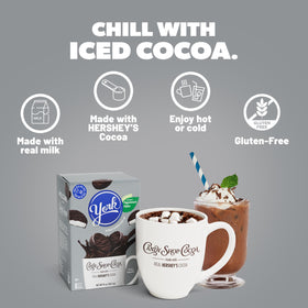 Candy Shop York Peppermint Pattie Cocoa Mix hot cocoa in a mug for cozy moments.
