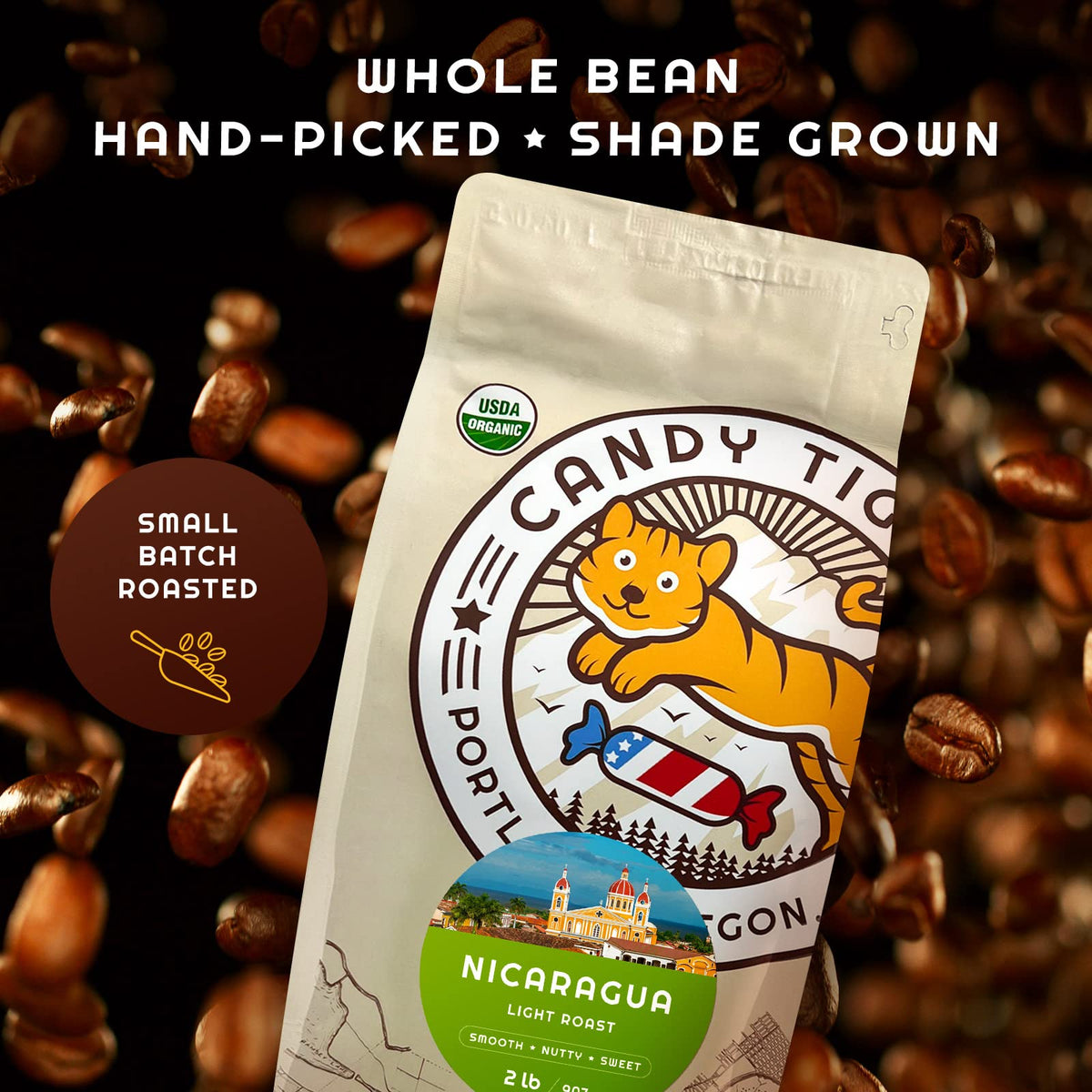 Candy Tiger Portland low-acid coffee delivers a smooth, bright cup.