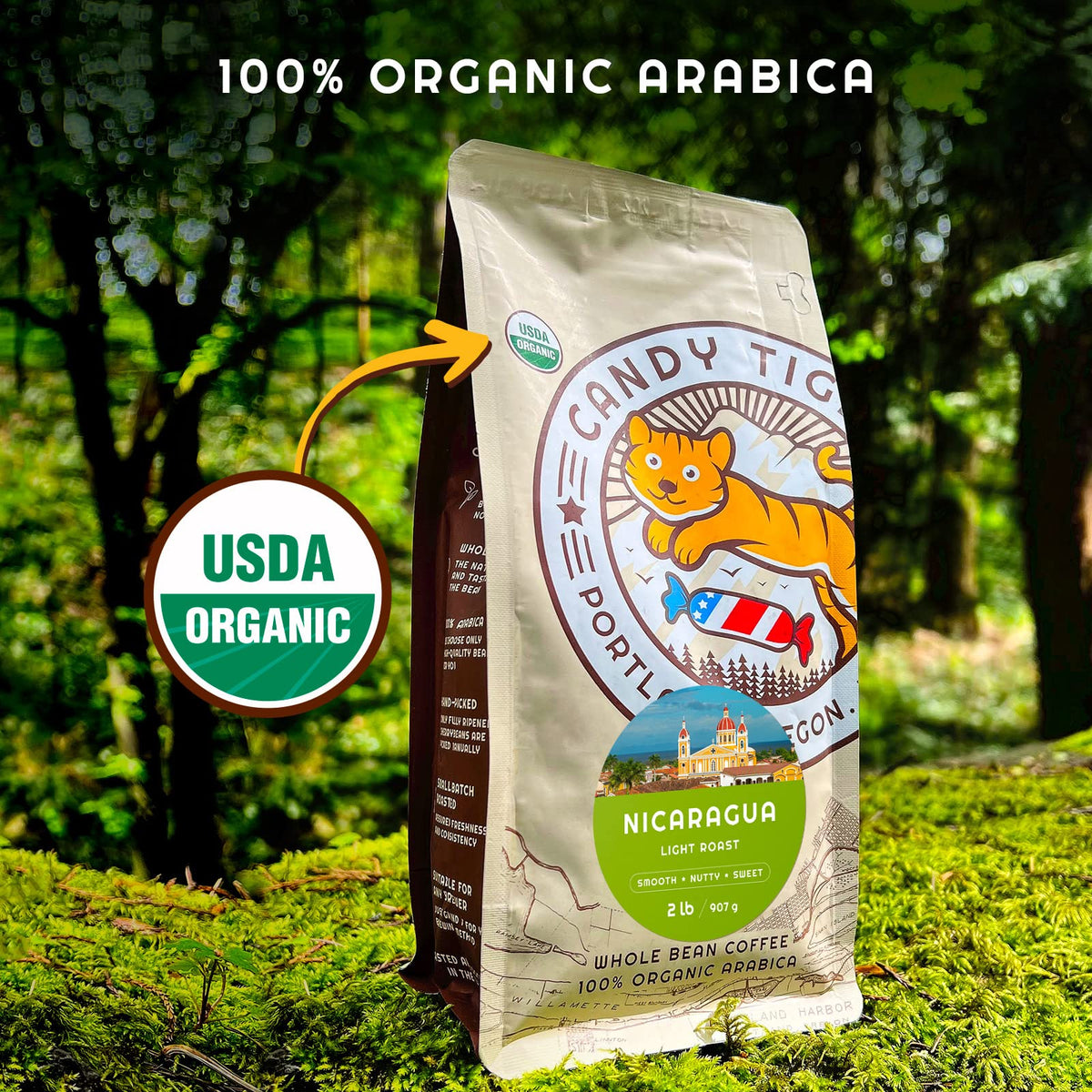 Candy Tiger Portland Nicaragua single-origin Arabica for a crisp, distinctive cup.