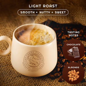 Candy Tiger Portland organic coffee highlights a clean, balanced cup.