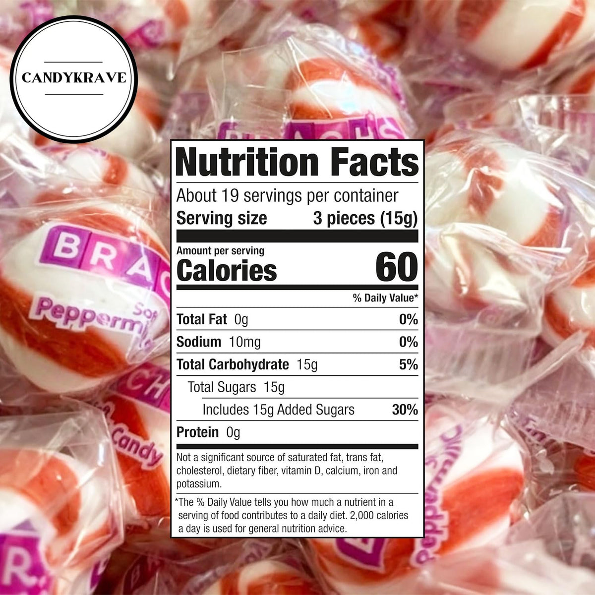 CandyKrave Bracs individually wrapped peppermint candy for grab-and-go mint