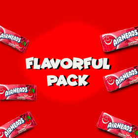 CandyKrave AirHeads Mini Bars cherry closeup reveals glossy texture.
