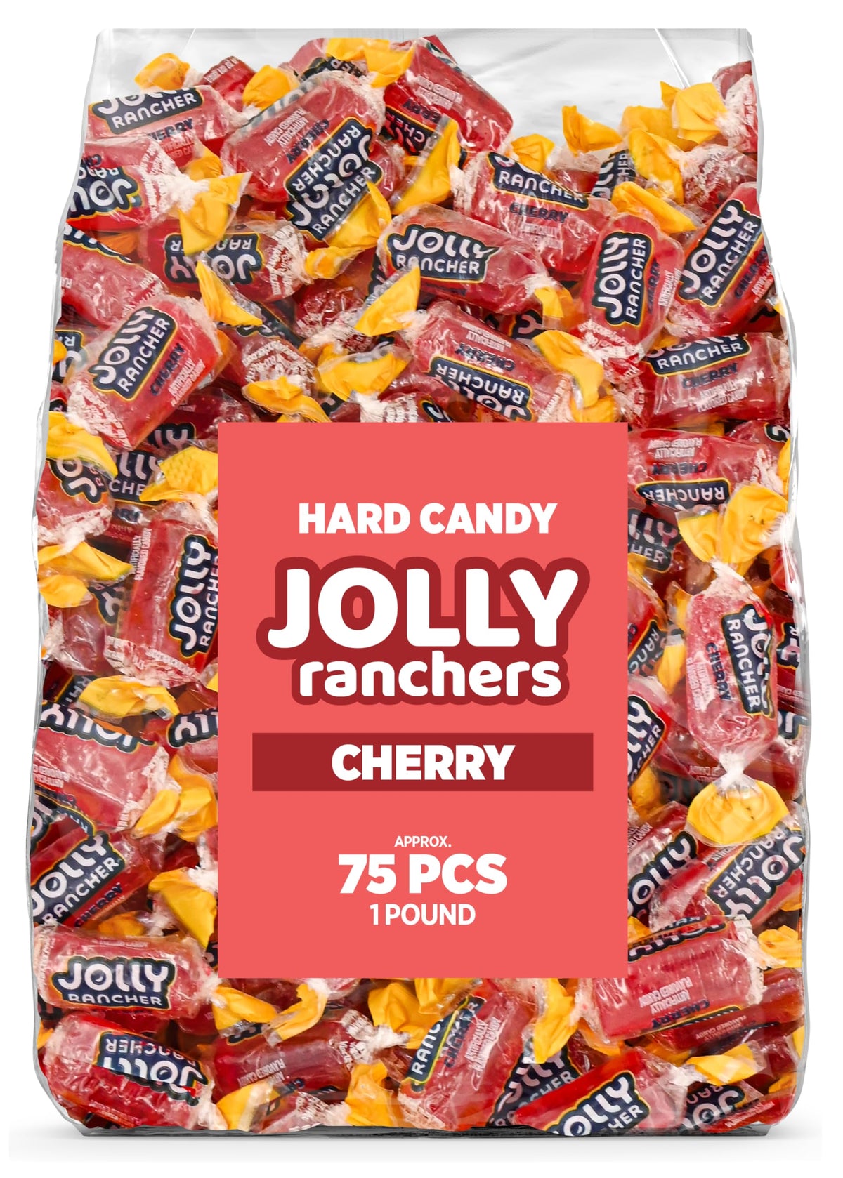 Candylish Cherry Jolly Ranchers bulk bag with 75 individually wrapped candies for easy sharing.