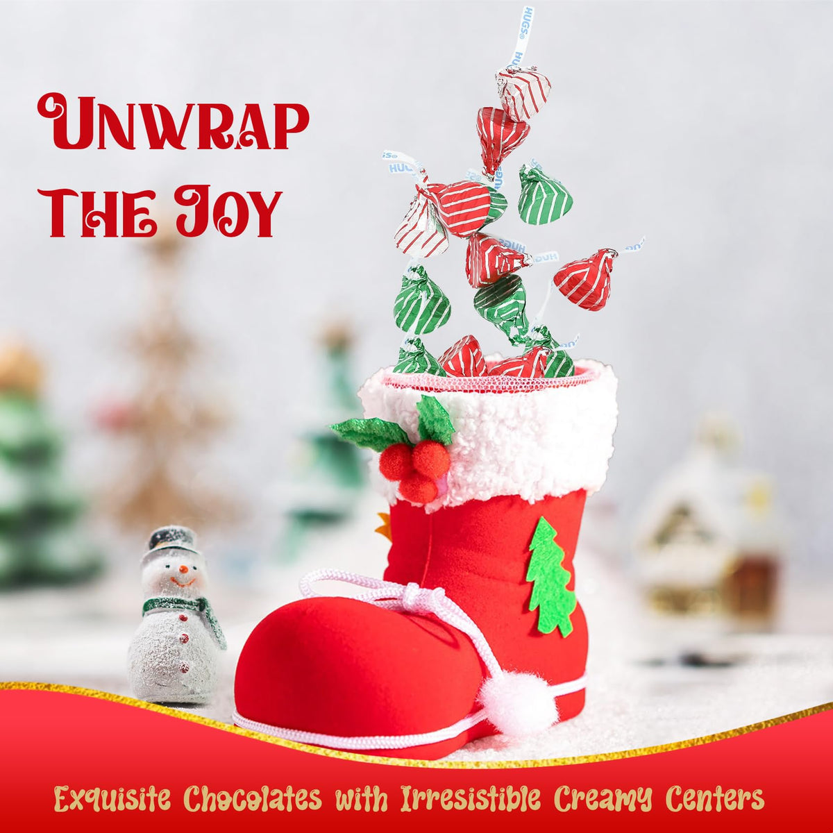 Candylish Christmas Hugs wrapped chocolates ideal for stocking stuffers and holiday baking.