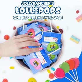 Candylish heart lollipops bulk pack on a display table for easy party treats.