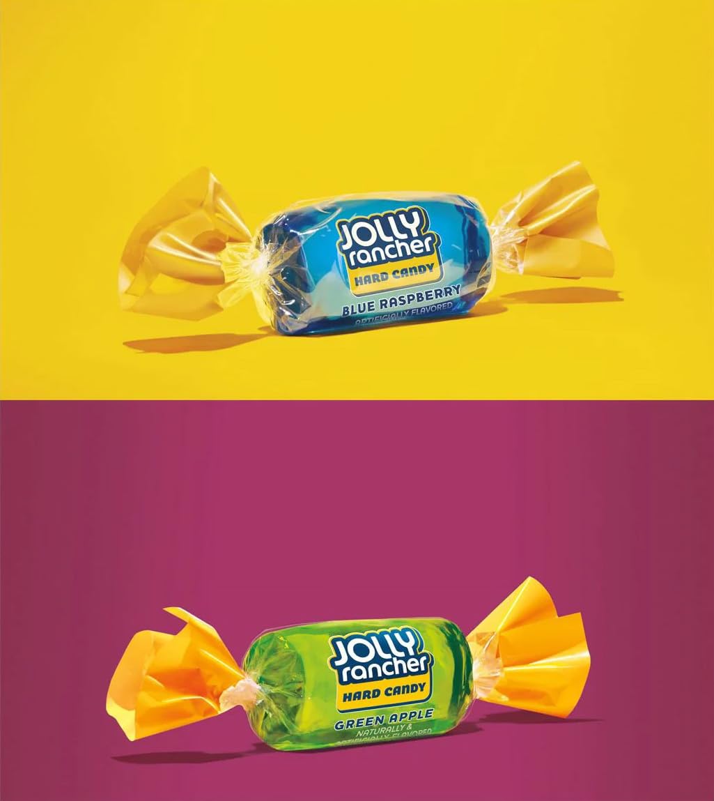 Candylish Jolly Ranchers fruity flavors with watermelon and green apple in a display