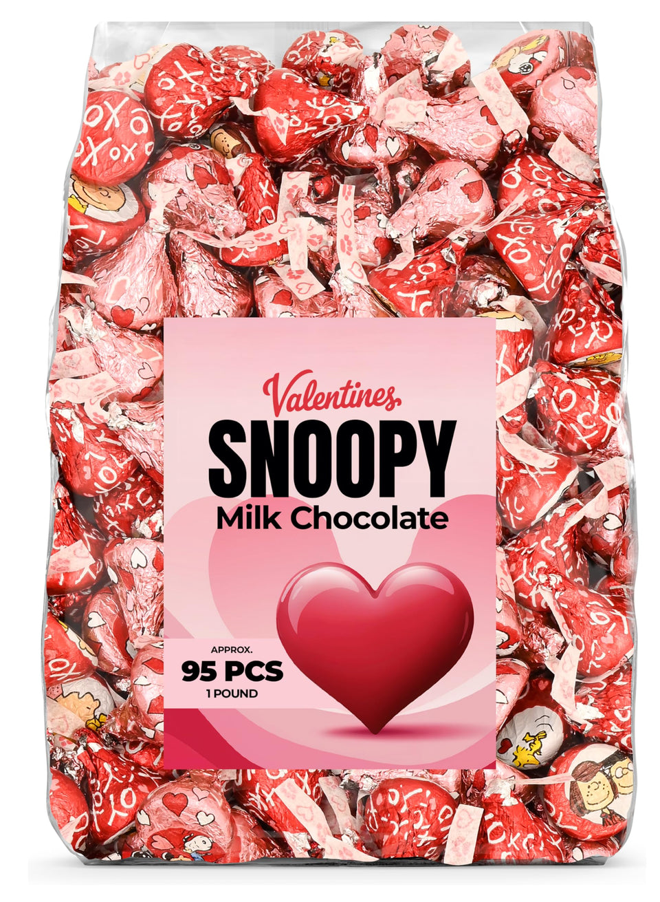 Candylish Snoopy Valentine milk chocolate 1 lb bulk for easy sharing.