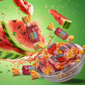 Close-up of Candylish Watermelon Jolly Ranchers showing glossy red candies for sharing