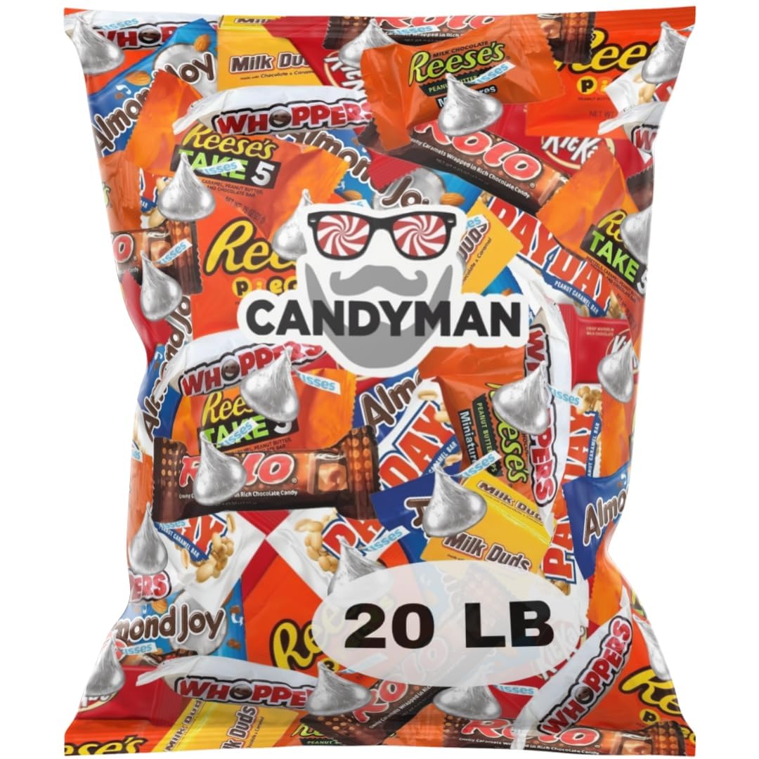 Candyman 20lb gift box of assorted chocolates ready for gifting or gatherings.