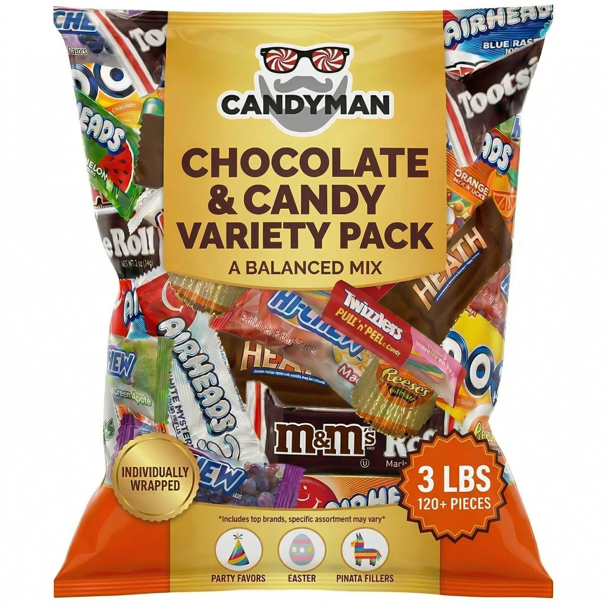 CANDYMAN 3lb bulk candy variety pack bag, ideal for parties and gifting