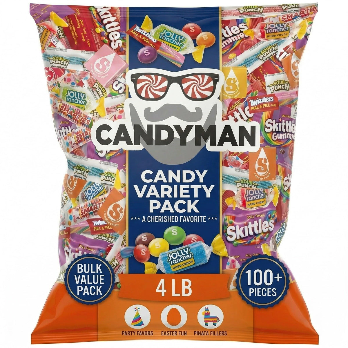 CANDYMAN 4lb candy variety pack with assorted candies for sharing at parties