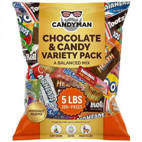 Candyman 5 lb chocolate variety pack offers bulk sweetness for party favors and events