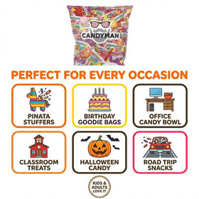 Candyman assorted candy bag with colorful pieces for festive snacking