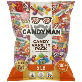 Candyman assorted candy variety pack 5lb bulk, ideal for sharing at parties and events.
