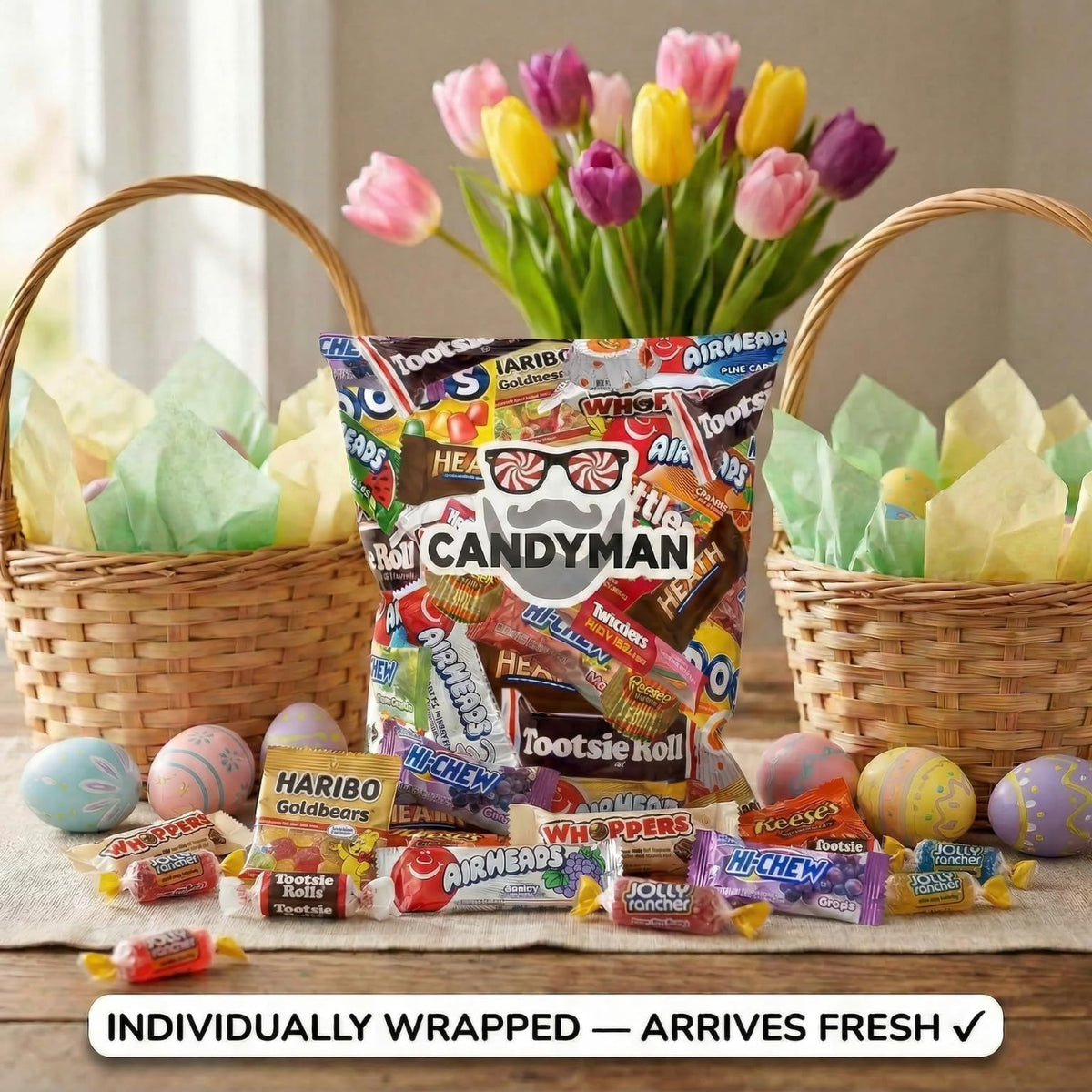 CANDYMAN assorted mini chocolates display, perfect for sharing