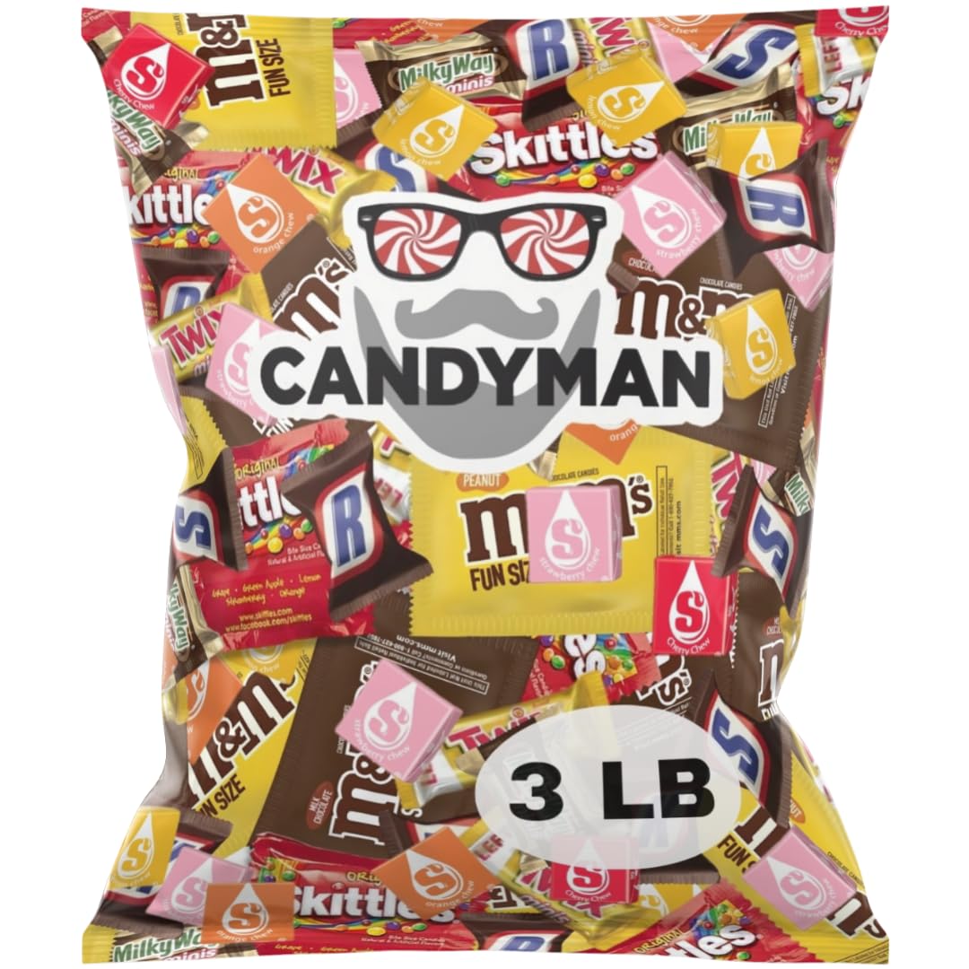 CANDYMAN bulk assorted candy pack displayed for easy sharing at gatherings.