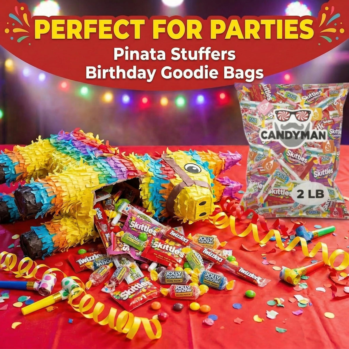 Candyman gummy and sour candies assortment for colorful dessert tables.