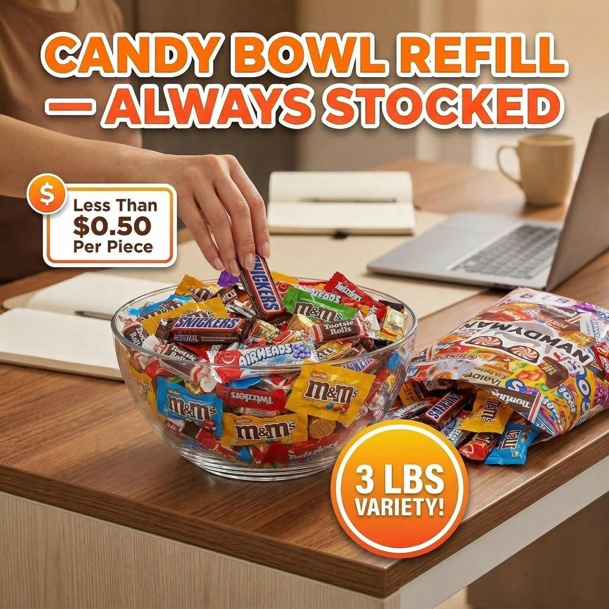 CANDYMAN holiday candy bowl setup, festive mix for gatherings