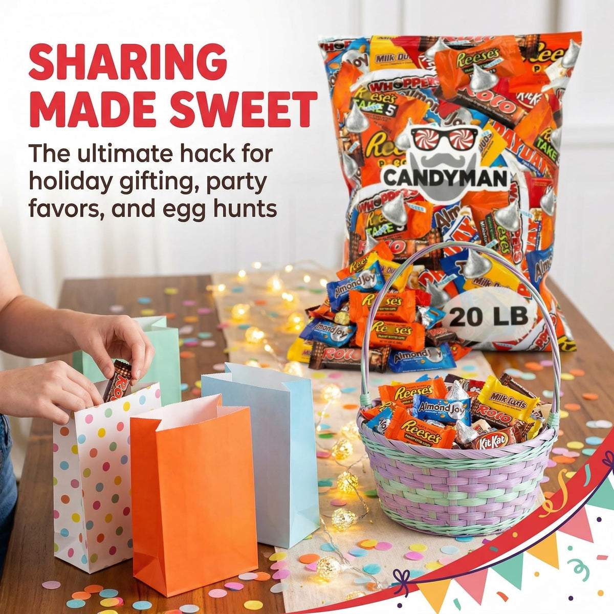 Candyman individually wrapped chocolates for convenient on-the-go snacking.