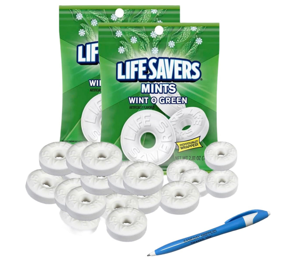 CandyRific LifeSavers Winto-O-Mint hard candy package showing the wintergreen flavor for quick breath-freshening.