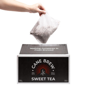 Cane Brew Sweet Tea bags ready to steep for fresh flavor at home.