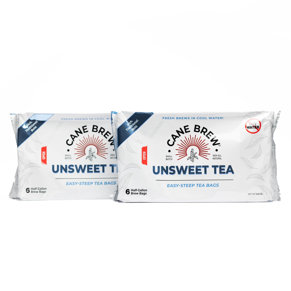 Cane Brew unsweetened iced tea bags for half-gallon brews.