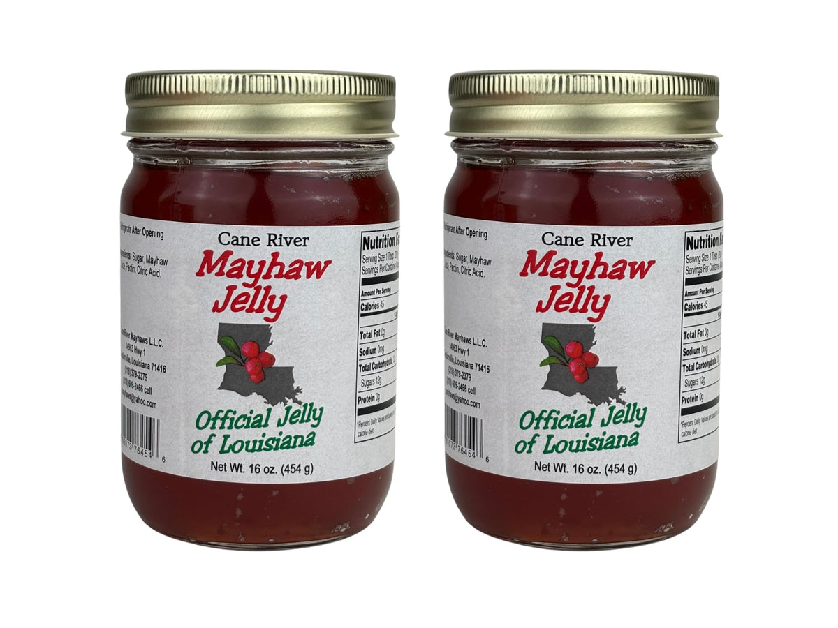Cane River Mayhaw Jelly 16oz bottle showcasing premium Southern spread for breakfast