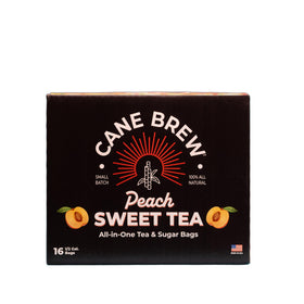 Cane Brew Peach Sweet Tea bag in cold water for quick, mess-free flavor.