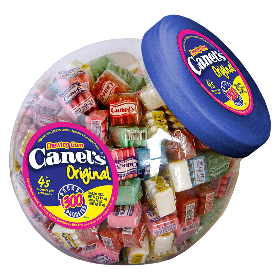 Canel's 4-piece gum pack jar front view with original flavors for on-the-go freshness