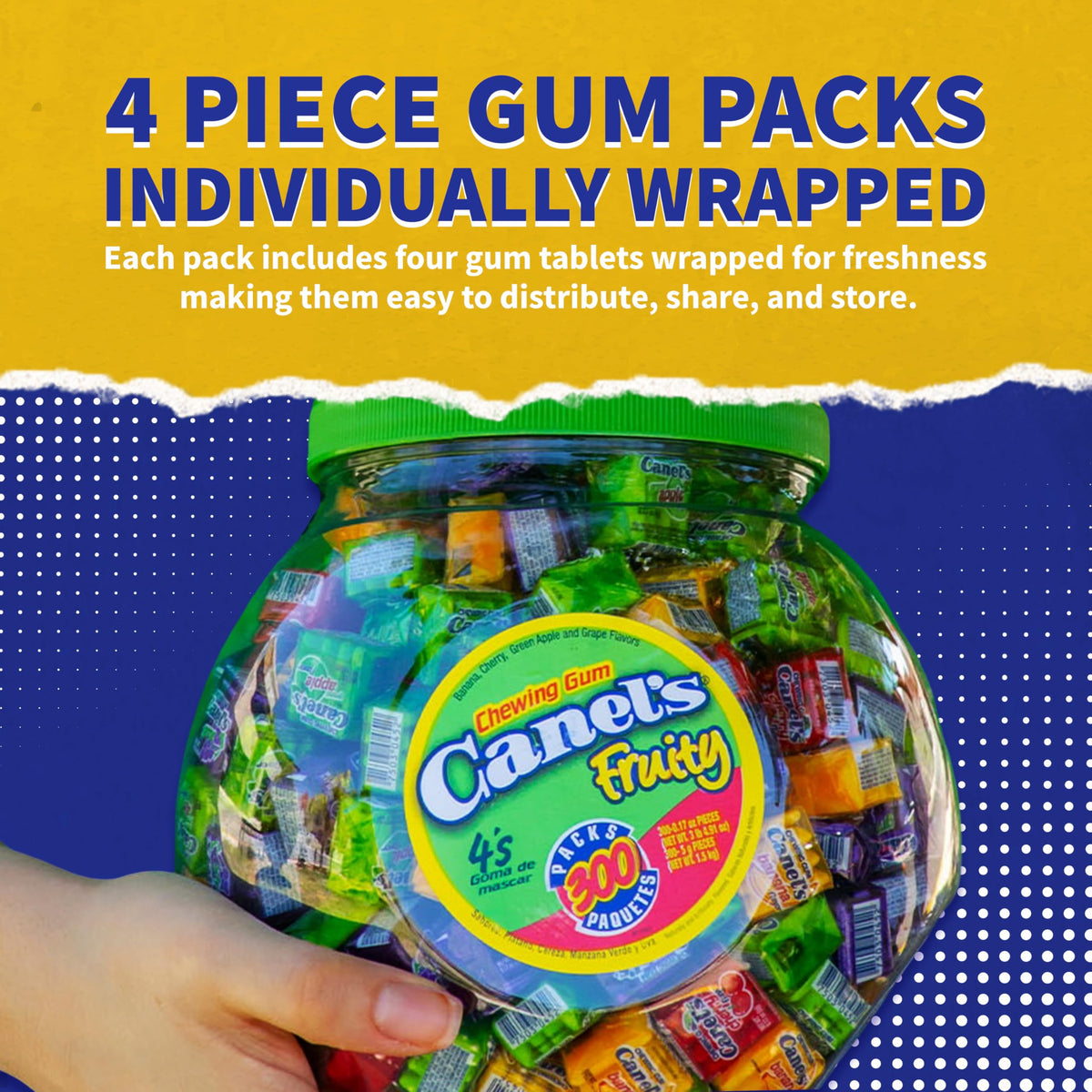 Canel's grape gum closeup with fruity zing and long-lasting flavor.