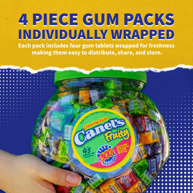 Canel's grape gum closeup with fruity zing and long-lasting flavor.
