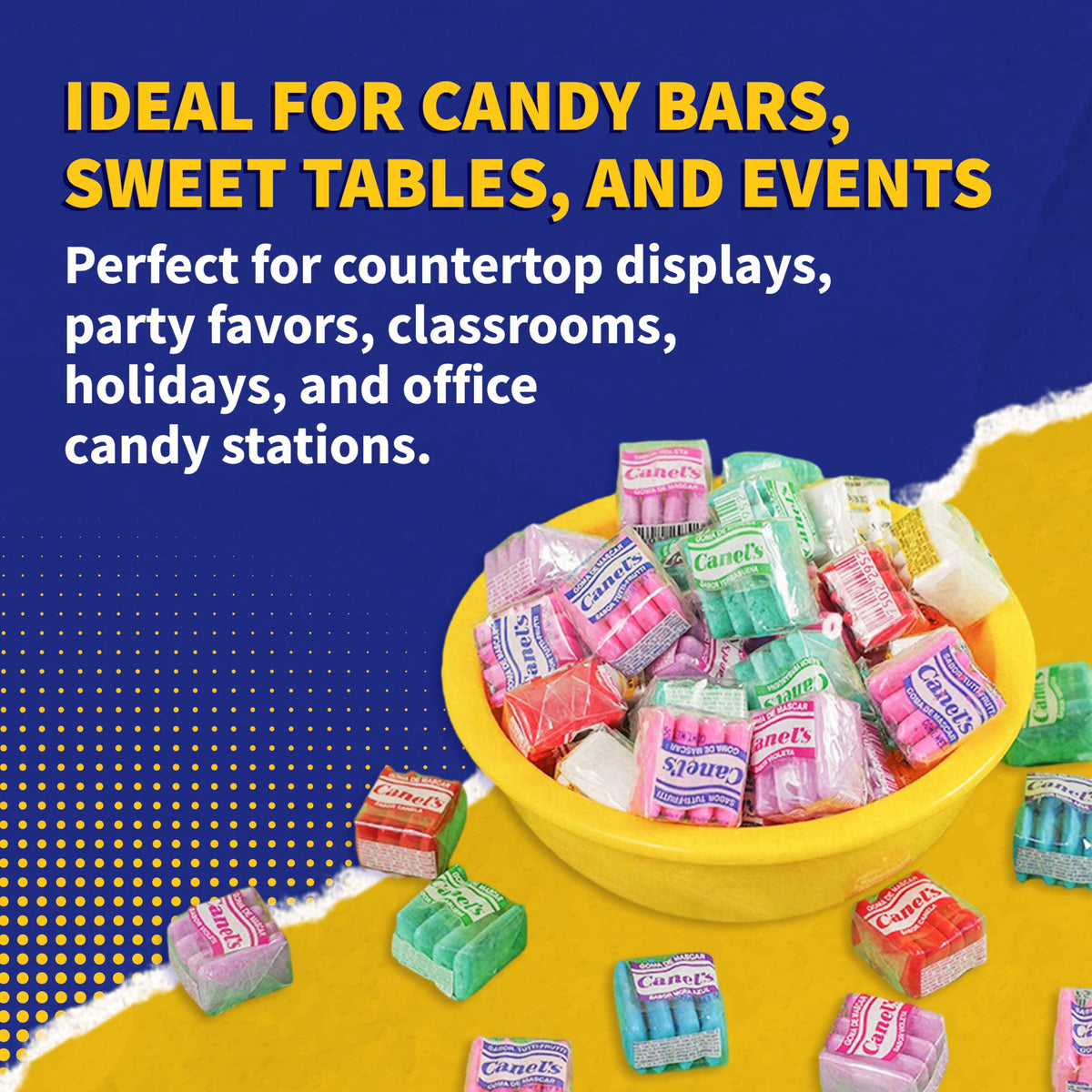 Canel's gum pieces inside the jar close-up, highlighting flavor variety for versatile moments