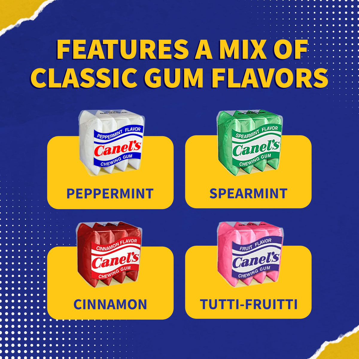Canels fruit gum delivers bright, juicy notes in a compact display