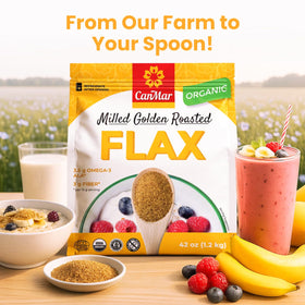 CanMar Flaxseed ground meal in a recipe-ready state for baking and cooking.