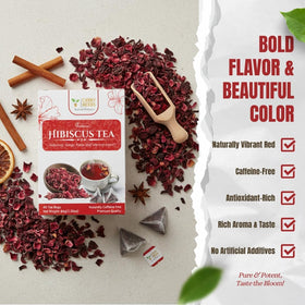 Canny Herbs Hibiscus tea bag ready for a bold hot brew.
