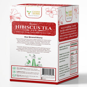 Canny Herbs hibiscus tea bags in open pack for convenient daily brewing.
