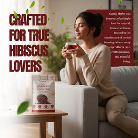 Canny Herbs Hibiscus Tea iced serving for a refreshing caffeine-free option.