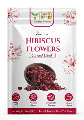 Canny Herbs Hibiscus Tea organic quality packaging signaling pure ingredients.