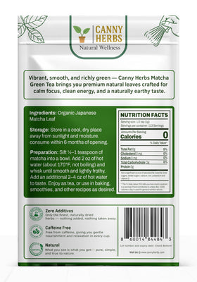 Canny Herbs Matcha powder resealable bag preserves freshness and flavor